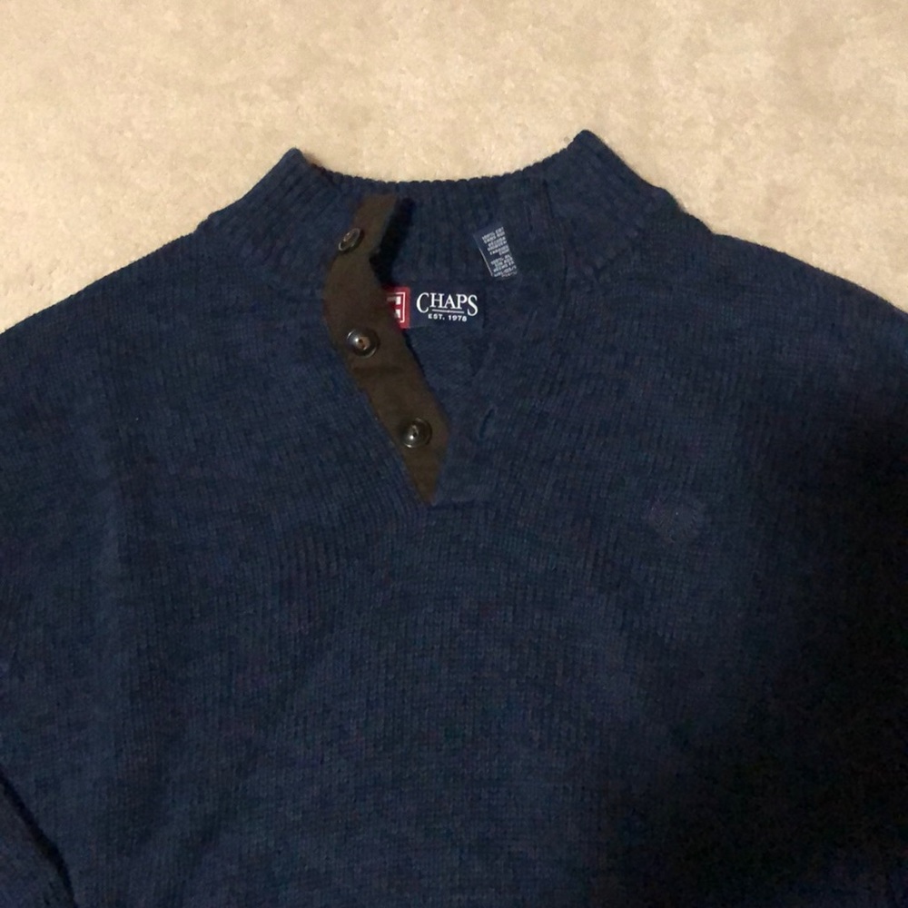 Chaps Sweater with Suede arm patches